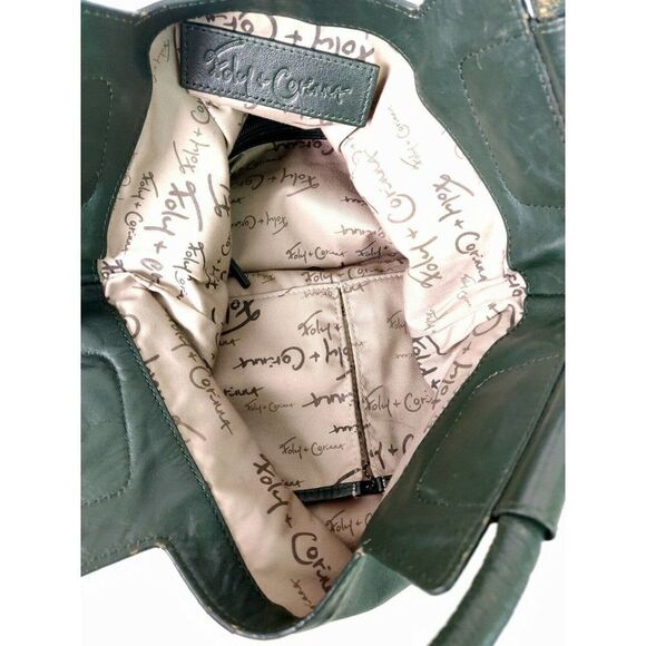 LRG FOLEY+CORINNA GREEN GENUINE LEATHER CONVERTIBLE SHOULDER BAG XBODY MESSENGER - Picture 11 of 11